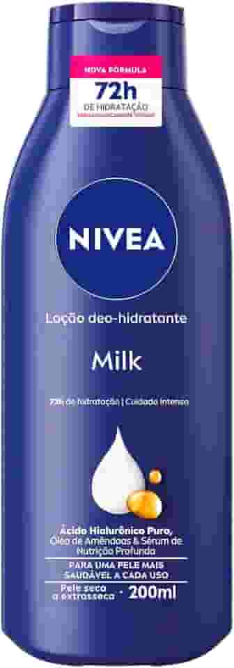 NIVEA Loção Deo-Hidratante Milk 200ml - 72h de hidratação, cuidado intenso e nutrição profunda