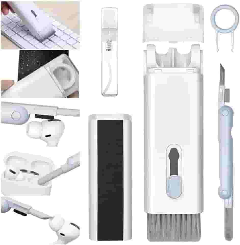 Kit Limpeza 7 em 1 Premium – Para Teclado, Notebook, Celular e Fones com Escova Antipó, Flanela e Removedor de Teclas