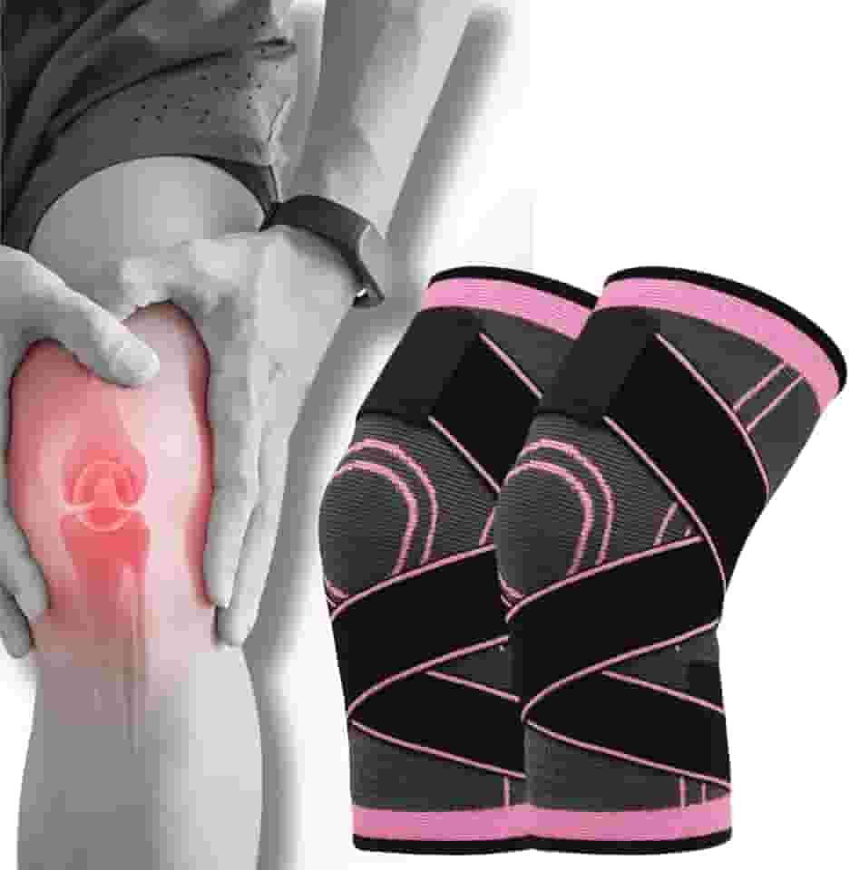 Joelheira Protetora Esportiva Faixa De Compressão Ajustável Ortopedica Para Dores Ideal Para Esportes de velocidade Ginastica Volei Basquete Futbebol (2, ROSA)