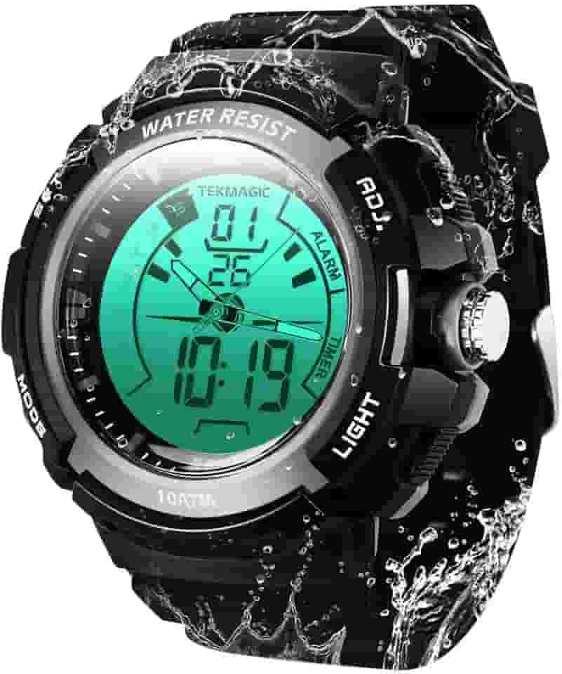 Relógio Esportivo Masculino Multifuncional com Visor Digital e Analógico, à Prova d'água 10 Atmosferas para Natação e Mergulho