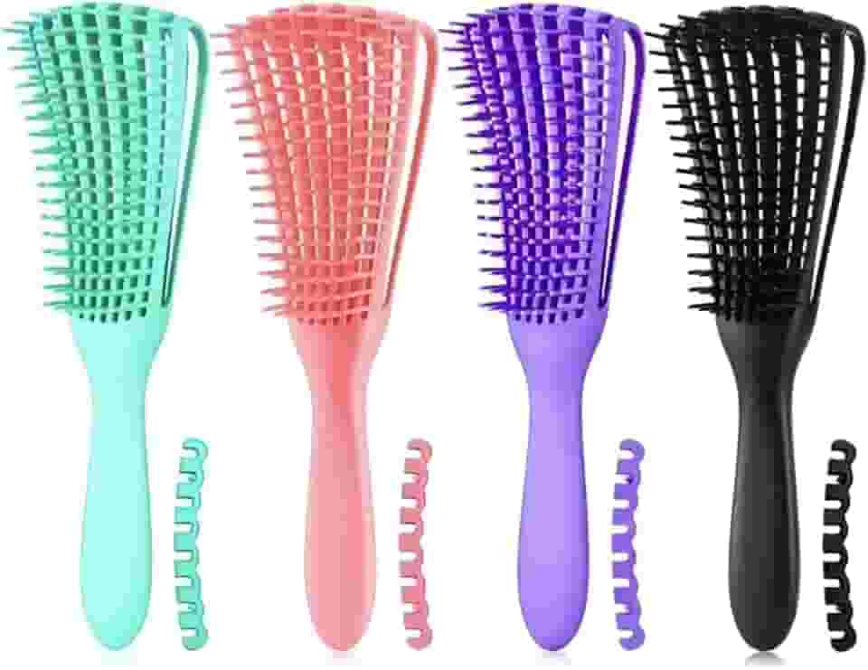 Escova Polvo Desembaraçadora Ajustável 8 Garras para Cabelos Cacheados, Lisos e Ondulados – Pente Antiestático com Pega Ergonômica - Cores Sortidas - TONSHOP