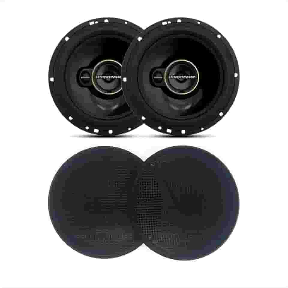 Par Alto Falante Aurum Hurricane (6 Polegadas 120W) + Tela 6 Tipo Pioneer Cor Preta para Carro, Kit TNT Full Som Automotivo