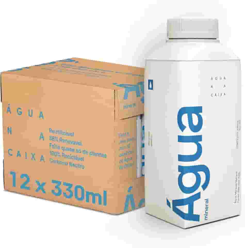 Água na Caixa 330ml | Pack com 12 unidades | Água Mineral sem gás | Tetrapak | Embalagem reutilizável, 100% Reciclável, 89% renovável, carbono neutro/Sustentável