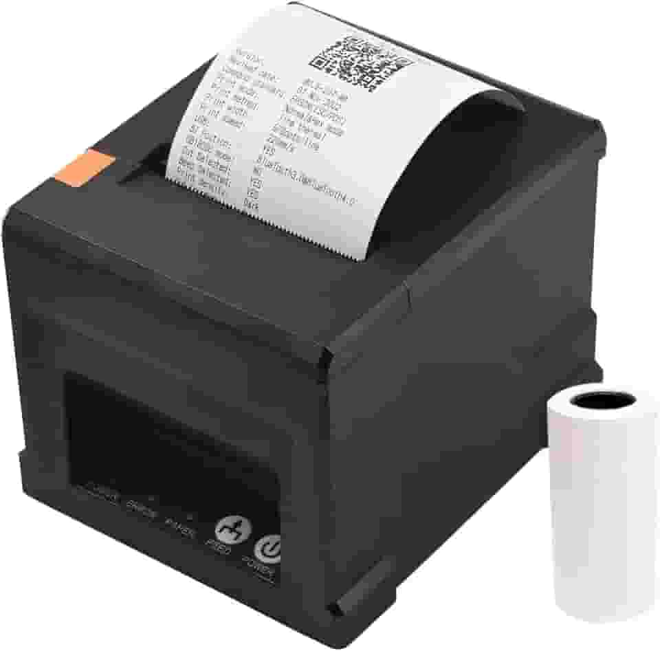 impressora térmica,ERYUE Impressora de recibos USB + LAN de 80 mm Impressora POS com cortador automático Compatível com suporte ESC/POS