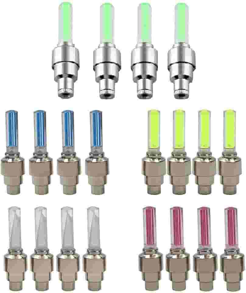 BlueSunshine 20 peças de luz de LED para tampa de válvula de roda de pneu flash para carro bicicleta bicicleta motocicleta pneu de luz (4 vermelho, 4 amarelo, 4 azul, 4 verde, 4 colorido)