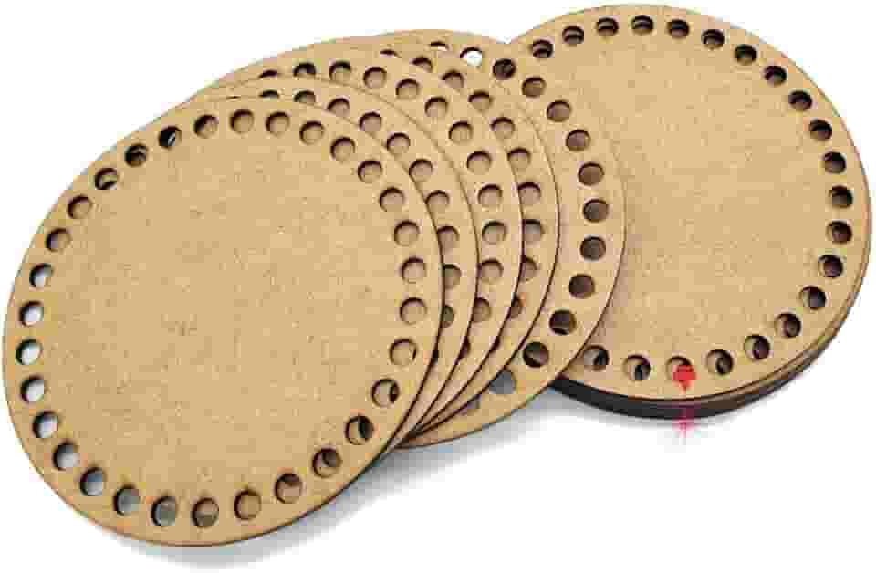 05 Peças para Base de Crochê Fio de Malha MDF 15cm