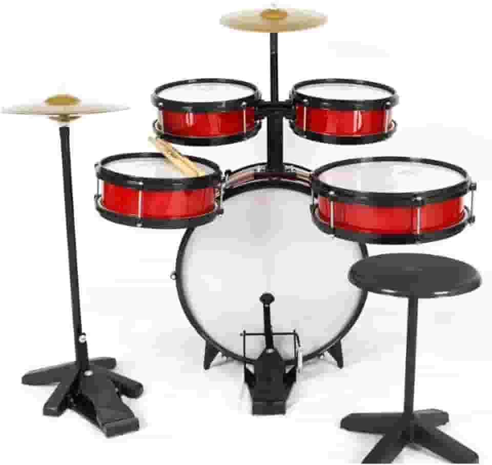 Bateria Infantil c/Chimbal 72cm Profissional Completa MDF (Vermelho)