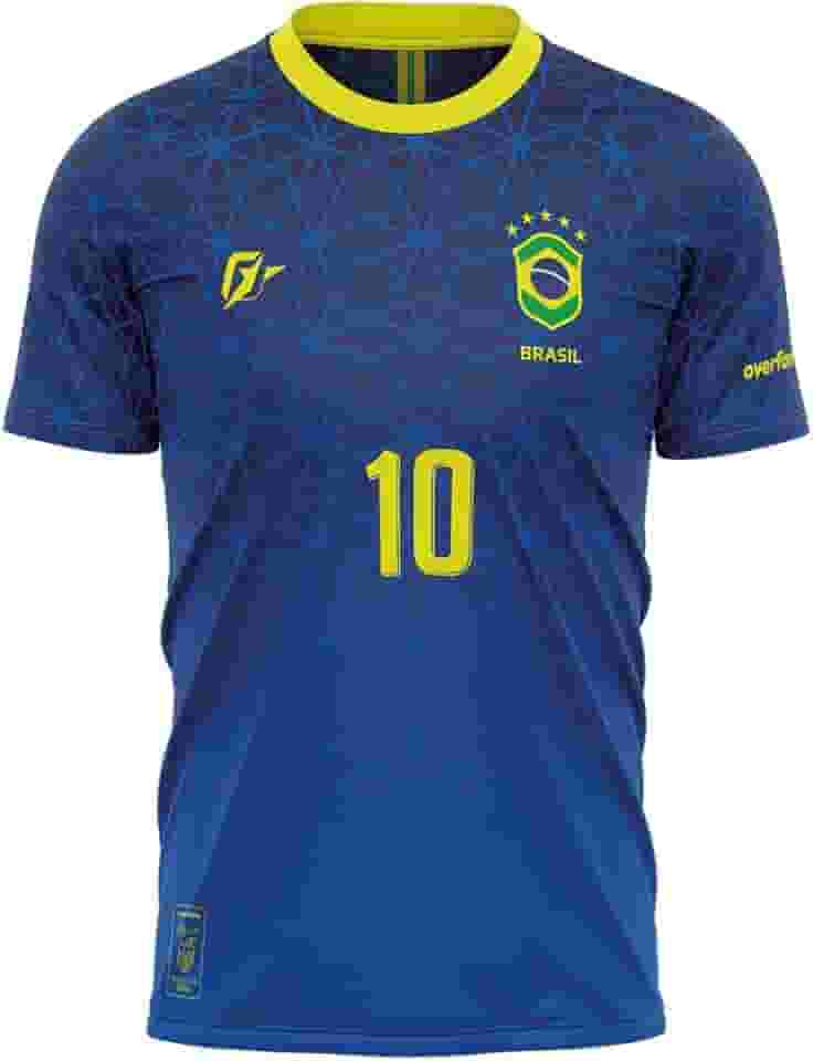 Camiseta Filtro UV Brasil Canarinho Azul Campeão
