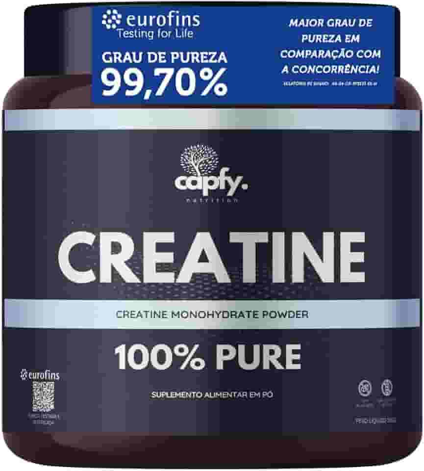 Creatina 100% Pura 300g Monohidratada Premium Capfy. Importada com Laudo de Pureza Eurofins Suplemento para Ganho de Força Massa Muscular Zero Lactose Sem Açúcar e Sem Gluten