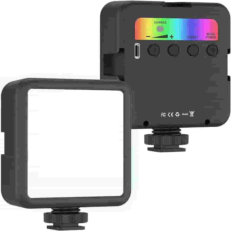 Luz de Vídeo LED RGB, Iluminação Portátil 360°, 2000mAh, CRI 2500-7000K, 3 Sapatas Frias