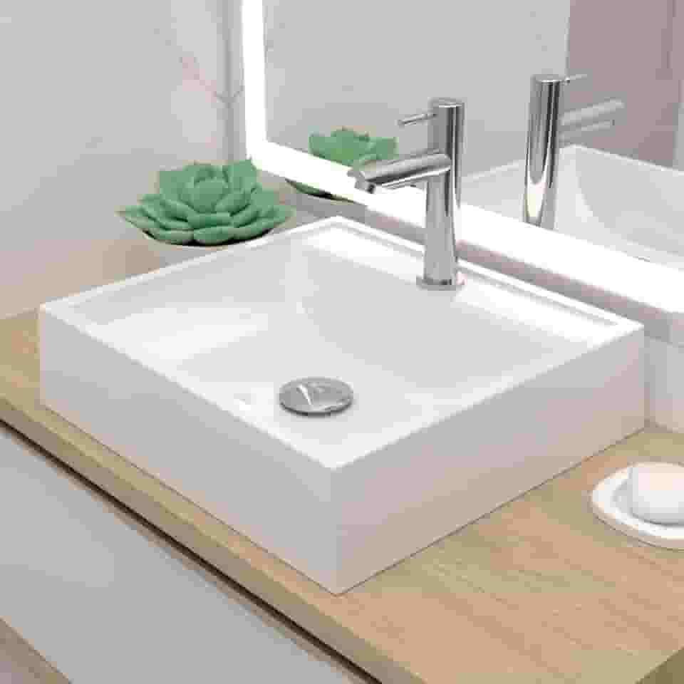 Cuba Pia de Apoio Sobrepor Quadrada 40x37 Branca Banheiro Lavabo Beltempo BT-2003