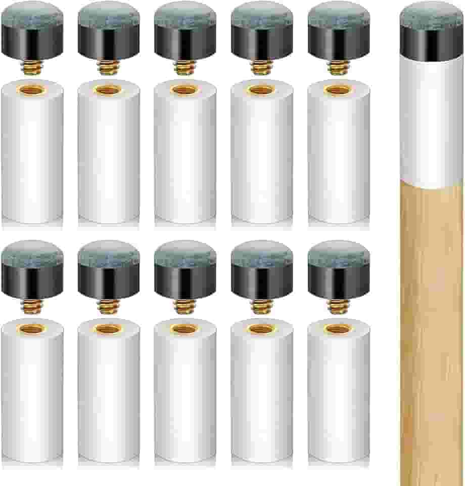 Kit de substituição de pontas de taco de sinuca - pontas de bastão de sinuca, ponteiras brancas de bilhar, sem necessidade de cola ou grampo para sinuca e tacos de sinuca, 12 mm/13 mm, 5 peças