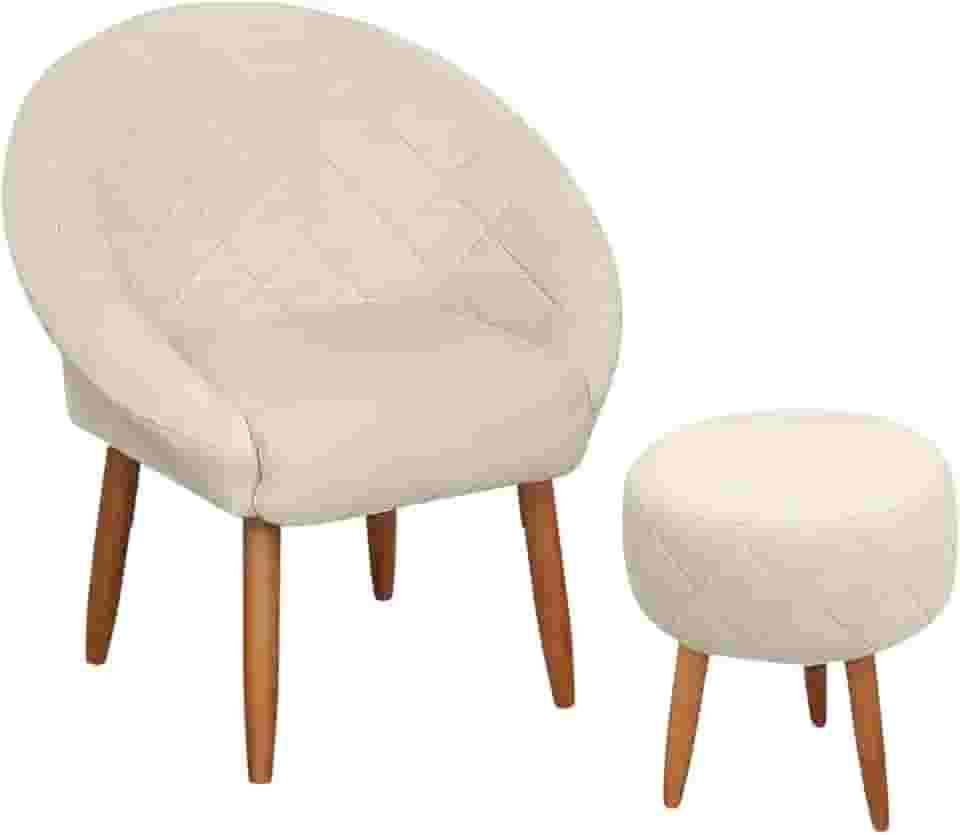 Poltrona com puff para sala de estar recepção resistente confortavel MOBLAN decor (BEGE)