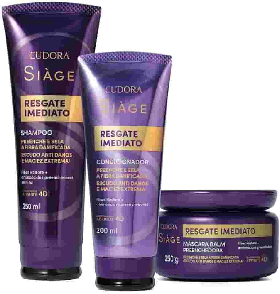 Eudora kit Siàge Resgate Imediato: Shampoo 250ml + Condicionador 200ml + Máscara Capilar 250g