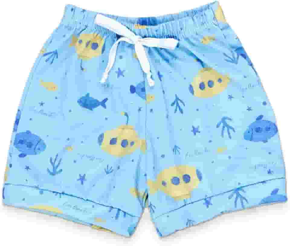 Shorts Bebê em Malha Macelin 100 por cento Algodão, Estampas Fofas e Conforto para o Dia a Dia de 0 a 12 Meses