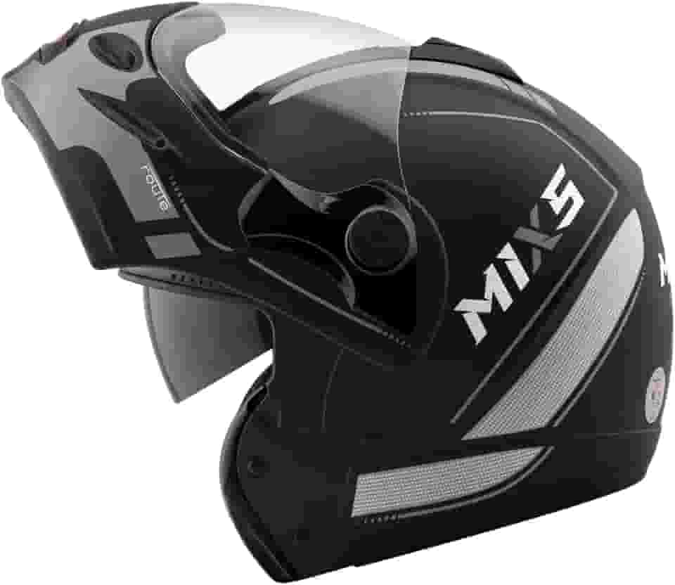 Capacete Moto Mixs Captiva Route Articulado Escamoteável Robocop Com Viseira Interna Fumê Fosco