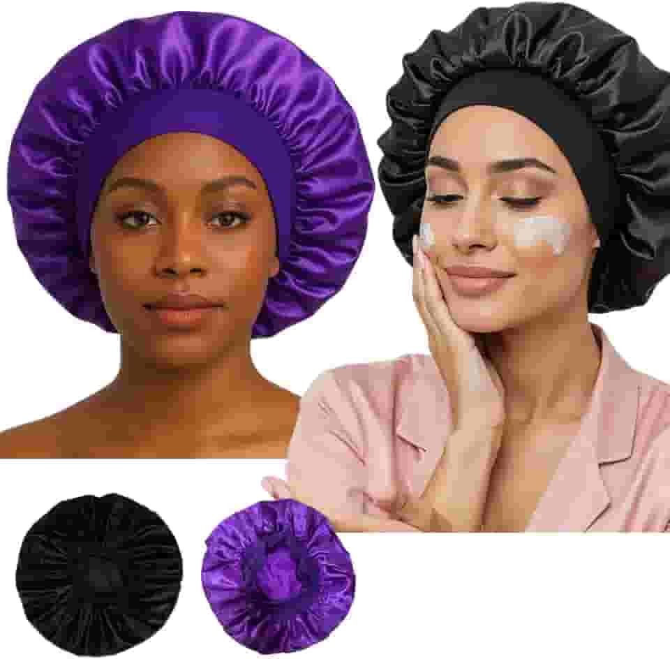 Combo com 2 Touca de Cetim com Faixa Elástica Confortável Antti Frizz para Dormir Toca de Cetim Feminina Masculina