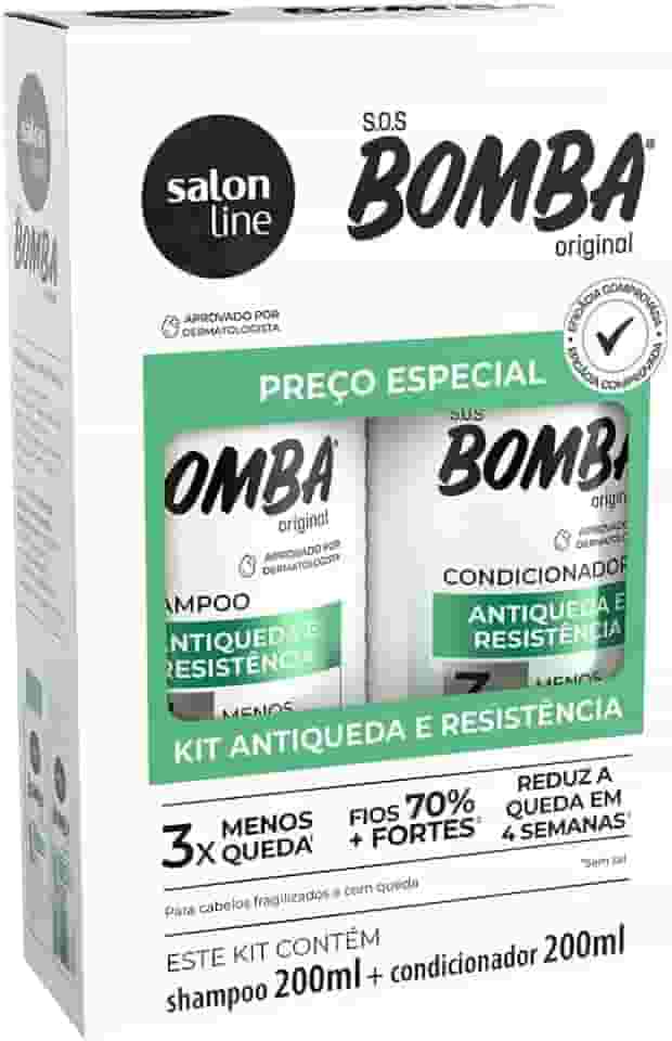 Salon Line, Kit Shampoo e Condicionador, SOS Bomba, Antiqueda - Todos os Tipos de Cabelo, 200 ml cada