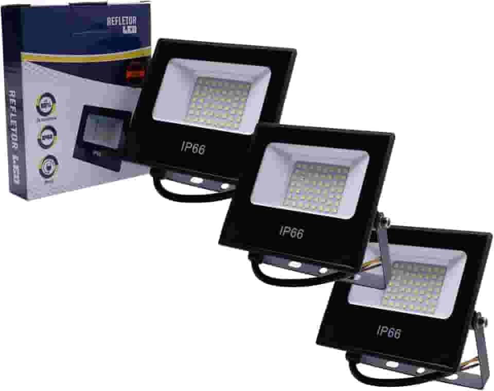 Kit 3 Refletor Led SMD IP66 100W Luminaria Holofote 6000k Prova D' Agua Branco Frio Bivolt 110/220V