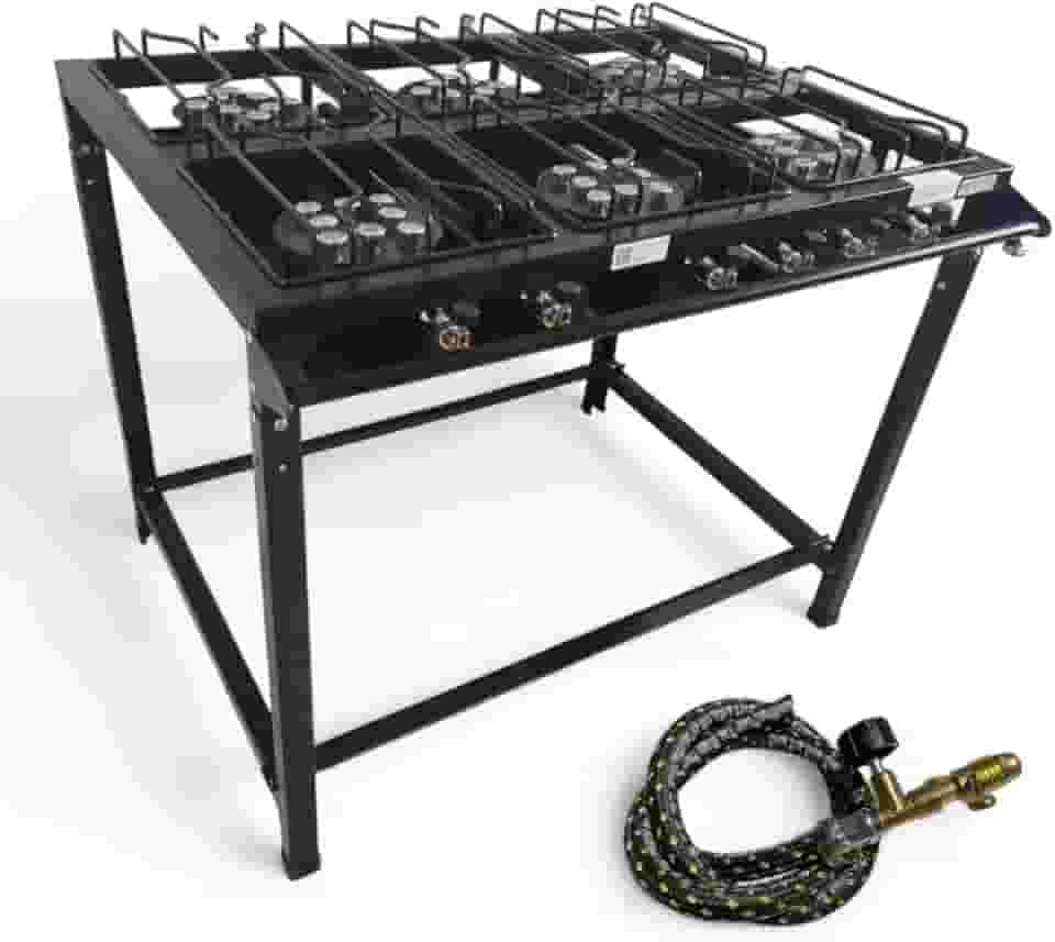 Fogão Industrial Completo 6 Bocas Alta Pressão – Mangueira, Registro e Estrutura Reforçada