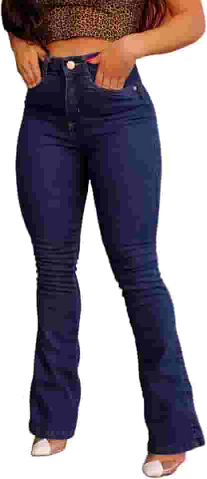 Calça Jeans Cintura Aalta Flare com Lycra