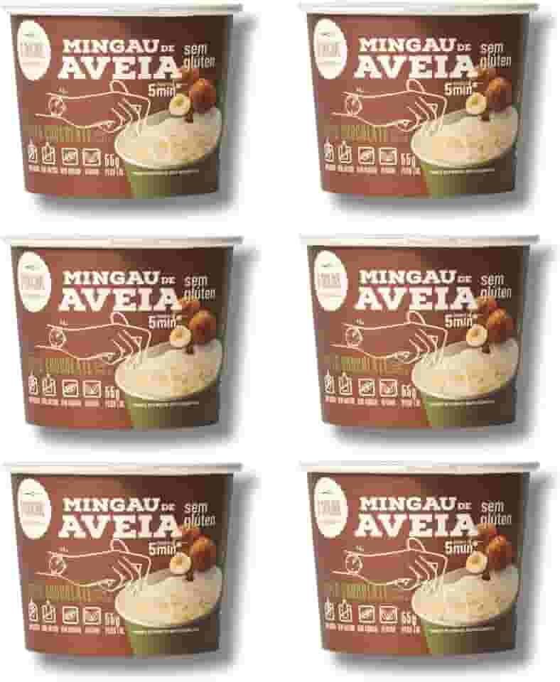 Mingau de Aveia Duplo Chocolate Com Avelã, Sem Açúcar Sem Glúten, Sem Leite e Vegano - 06 UNIDADES (pronto em 05 minutos)