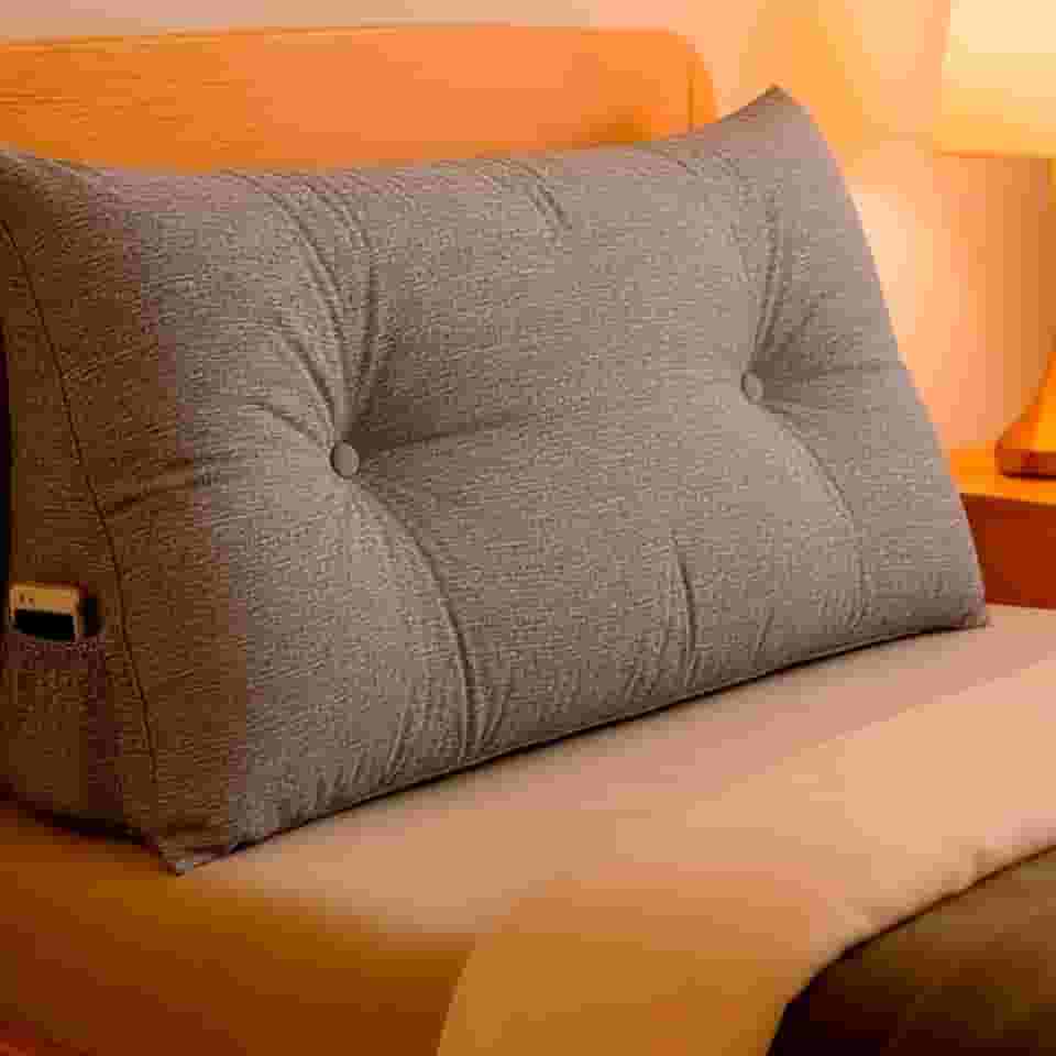 Almofada de Cabeceira Encosto Apoio para Lombar com Bolso Lateral 90x50x20 - BF Colchões