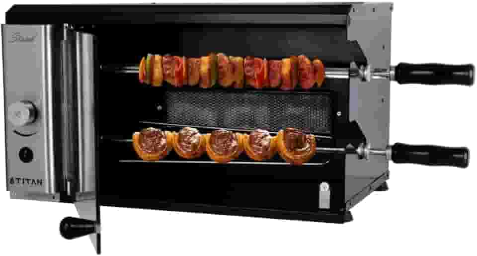 Churrasqueira de Bancada a Gás com 2 Espetos Stand GLP 220V Titan