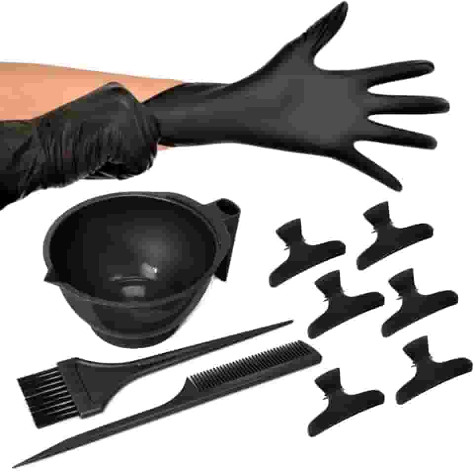 Kit Tintura Coloração Tigela Pente Pincel Luva e Piranha