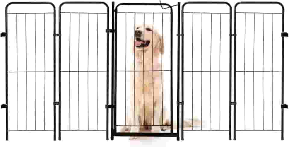 Cercado Cachorro Caes Grande Portao + 4 Modulos 200x98cm Cor:Preto