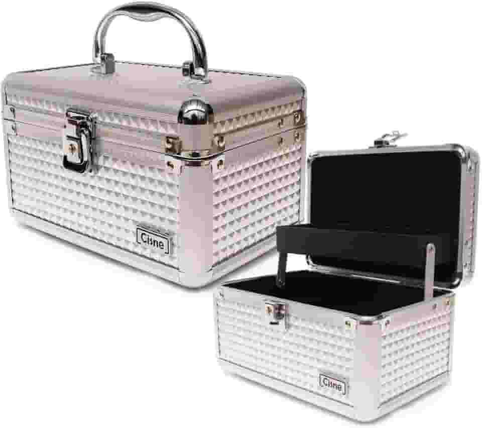 Maleta De Maquiagem Profissional Pequena Cisne Ruby's Vazia Porta Jois Acessórios (Prata)