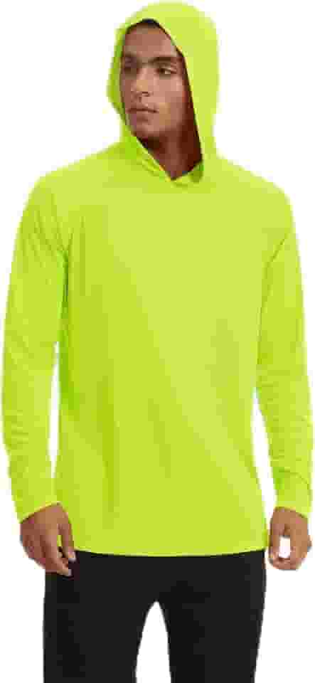 Camiseta masculina FPS 50+ proteção solar com capuz para homens manga longa secagem rápida