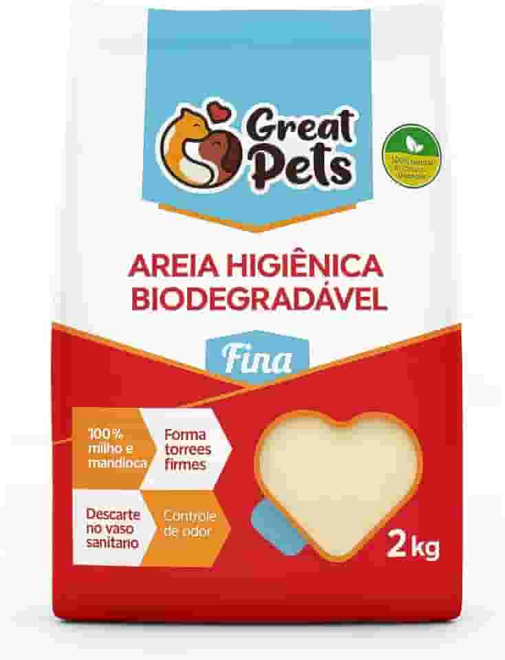 Areia Biodegradável De Milho E Mandioca Fina Great Pets 2kg