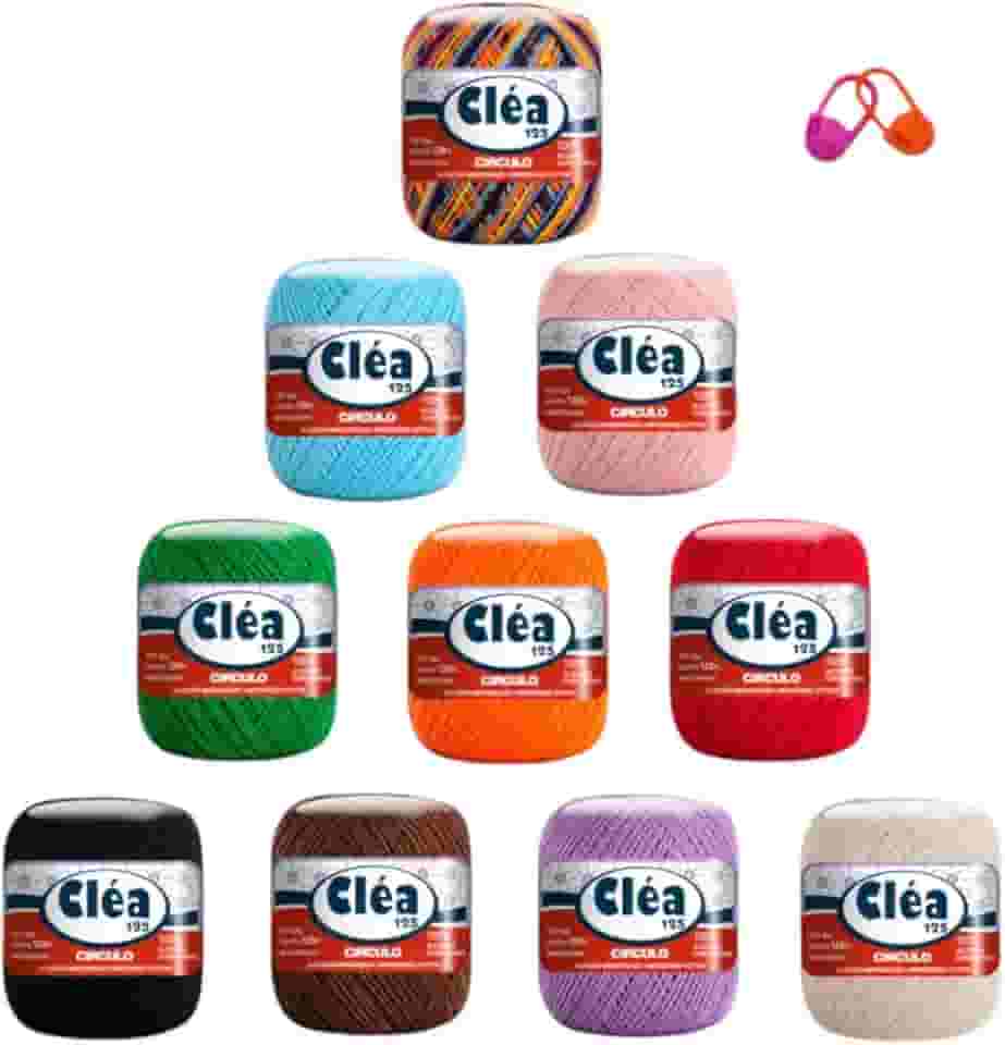 Kit 10 Linha Cléa 125m 19g Tricô Crochê Cores Sortidas