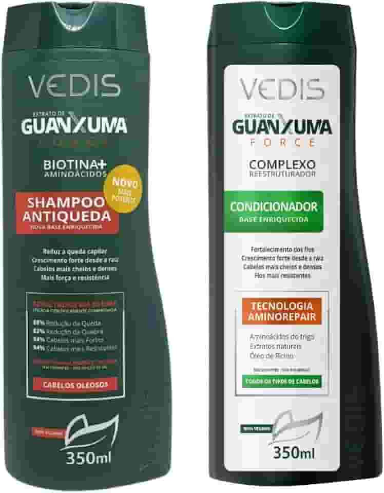 Kit Guanxuma Shampoo Antiqueda Force para Cabelos Oleosos & Condicionador Antiqueda – 350 ml