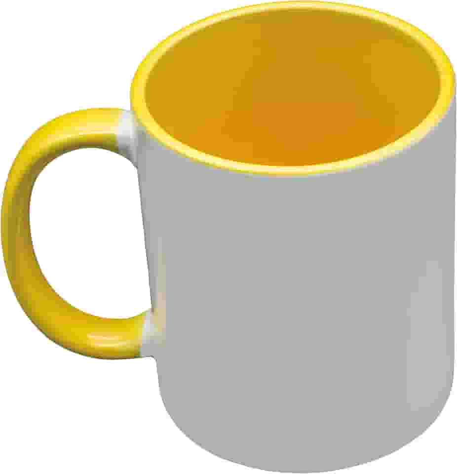 Canecas de sublimação 325 ml, interior amarelo e alça - Xícaras de café premium para projetos de prensa térmica - Design versátil de caneca de café ideal para criações personalizadas, conjunto de 1