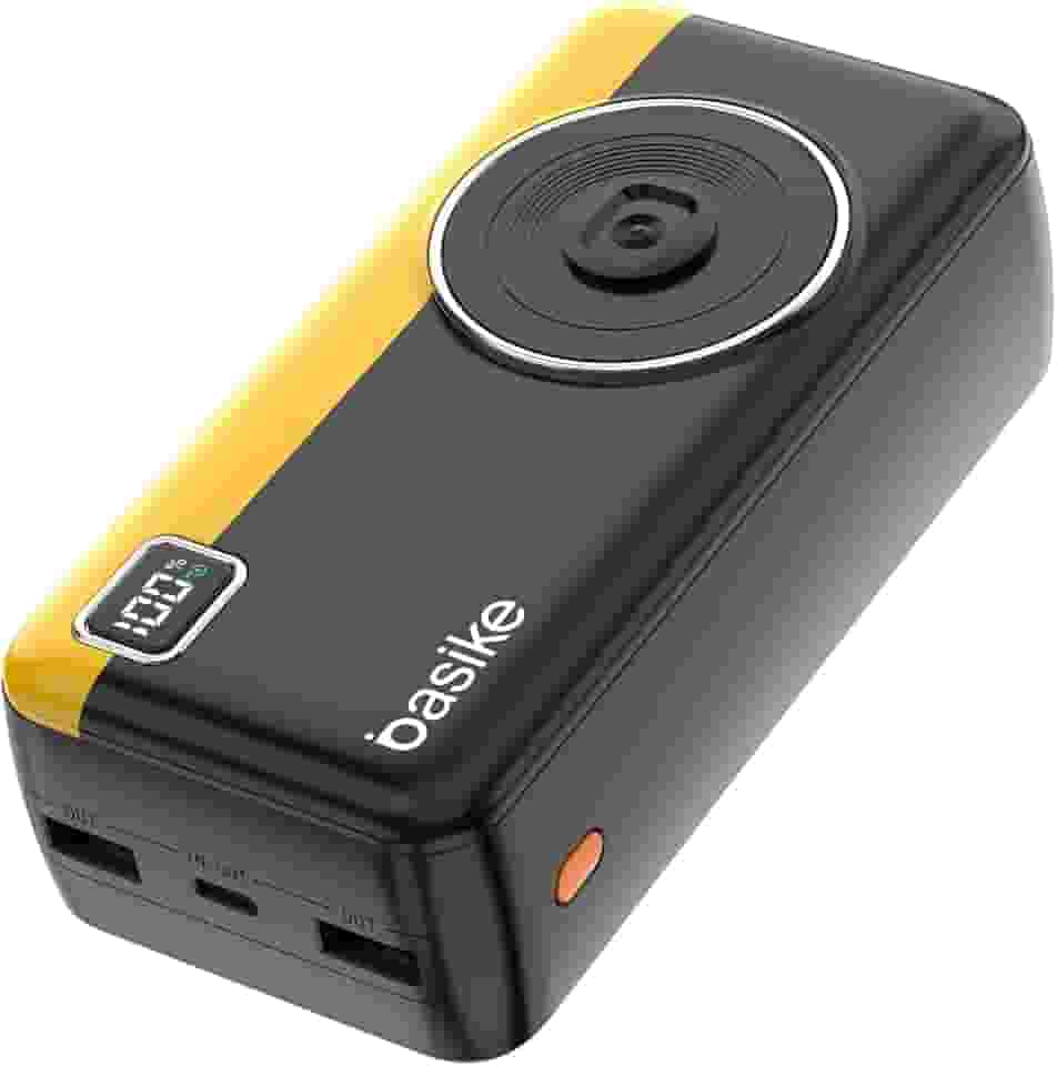 Power Bank 30000mAh, Basike Carregador Portátil 2 Saídas USB-A(até 22.5W) + Tipo-C(até 22.5W) com Cabo, Carregamento Rápido, Led Indicador de Bateria Proteção Inteligente (Preto)