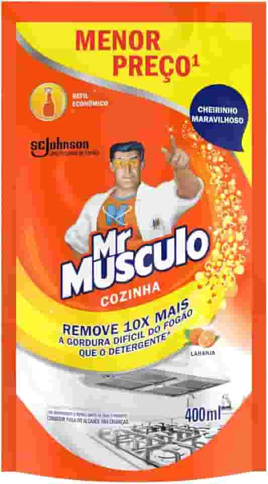 Mr Músculo Cozinha Laranja, Detergente Desengordurante Refil, Sachê 400ml pelo Menor Preço