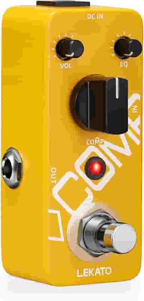 LEKATO Pedal De Compressor, Yellow Comp Mini, Compressão Portátil Com True Bypass, Equalizador E Volume Ajustáveis, Pedais Efeito Analógico Óptico Clássico Para Guitarra Elétrica Baixo