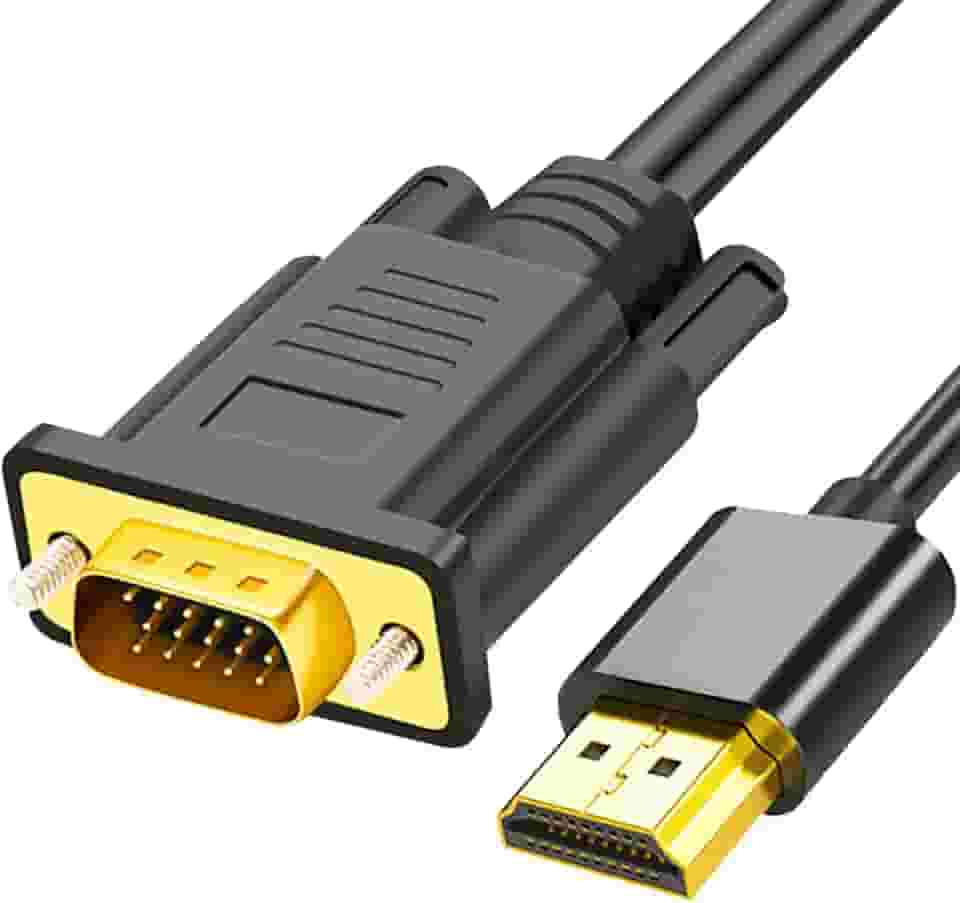 HDMI para VGA 1,8 m, cabo unidirecional HDMI para monitor VGA (macho para macho), compatível com desktop, laptop, PC, monitor, projetor, HDTV, Raspberry Pi, Roku, Xbox e mais