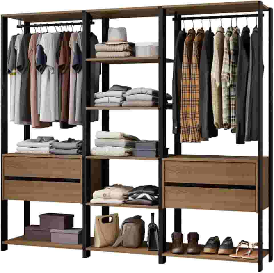 Guarda-roupa Closet Modulado Valencia 4 Gavetas 199cm Rustic/preto Madesa 02
