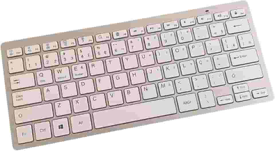 Teclado Bluetooth ABNT2 Ultra Fino Sem Fio – Com Tecla Ç e Command, Compatível com Notebook, Tablet, PC e Celular