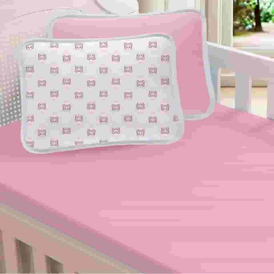 Jogo De Lençol Berço 2 Pçs Malha 100% Algodão Menina 1,30x0,70 (Royal Baby Rosa)