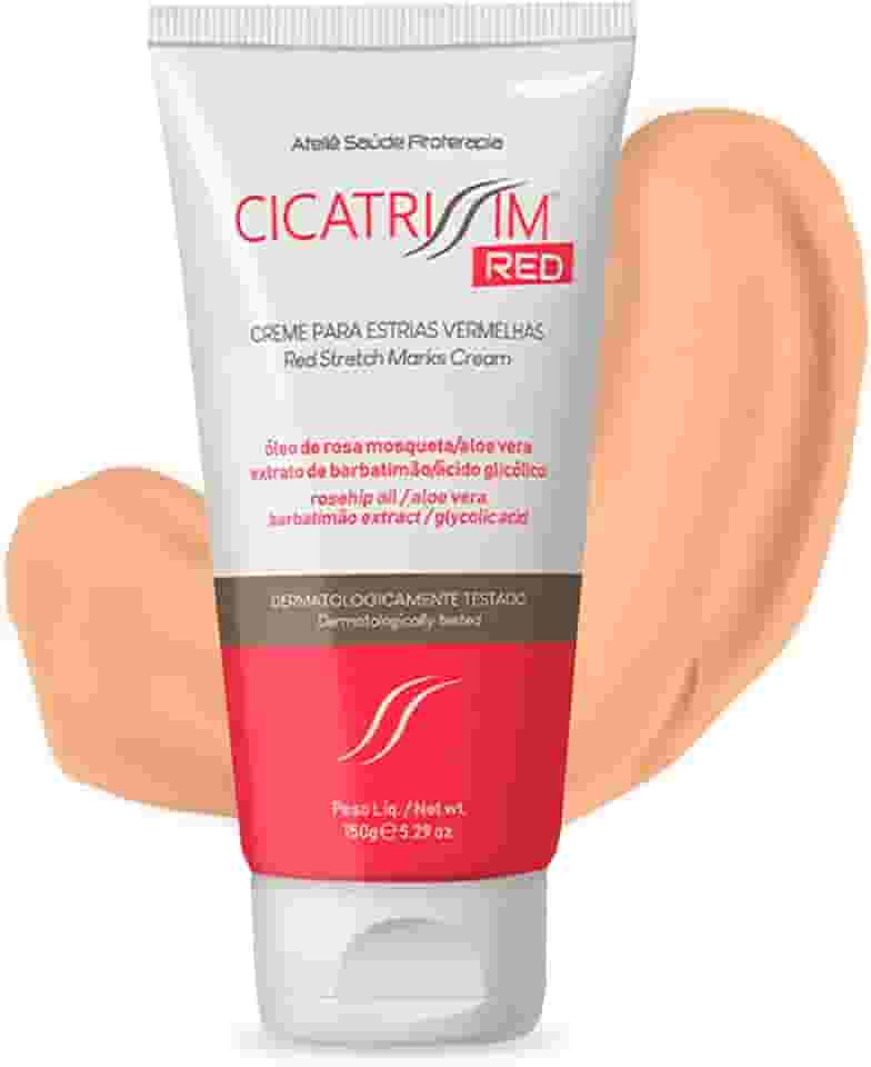 Cicatrissim Red Creme Para Estrias Vermelhas e Roxas - Suaviza Estrias, Uniformiza e Firma a Pele - Todos os Tipos de Pele - 150g