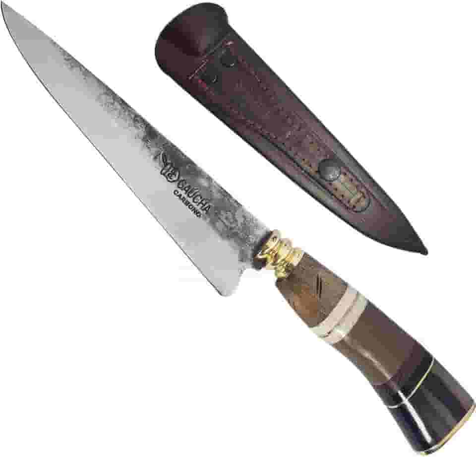 Facas Gaúcha, 1007TS, Faca Modelo Tesoura de Tosquia Artesanal 7' Carbono 1070 Churrasco Cabos Sortidos, Aço