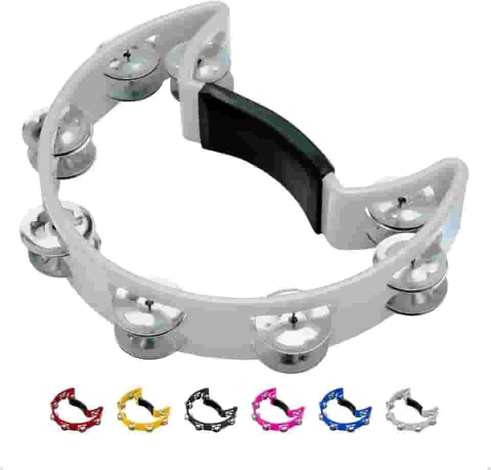 Pandeiro Meia Lua Profissional Pandeirola de Mão Colorida Instrumento Percussão Musical Em ABS (Branco)