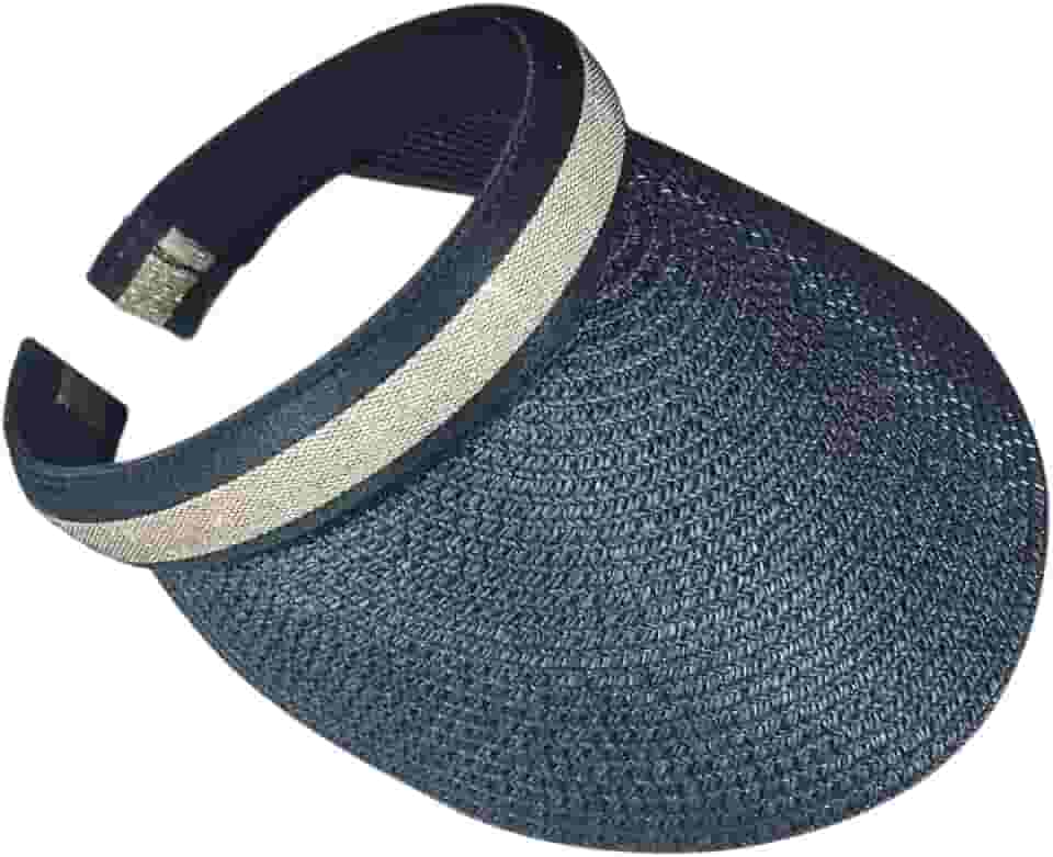 Viseira Feminina em Papiro Adulta Aberta Tiara com Tira Dourada Aba Larga 13,2cm Sem Amarração Estilo Praia Verão