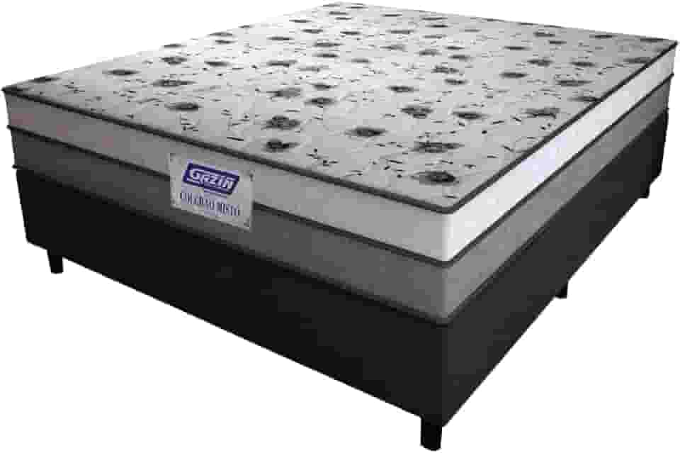 Cama Box Casal Colchão Espuma D33 Fort 138x188x59cm Cinza/Branco Gazin - Suporta até 150kg por Pessoa