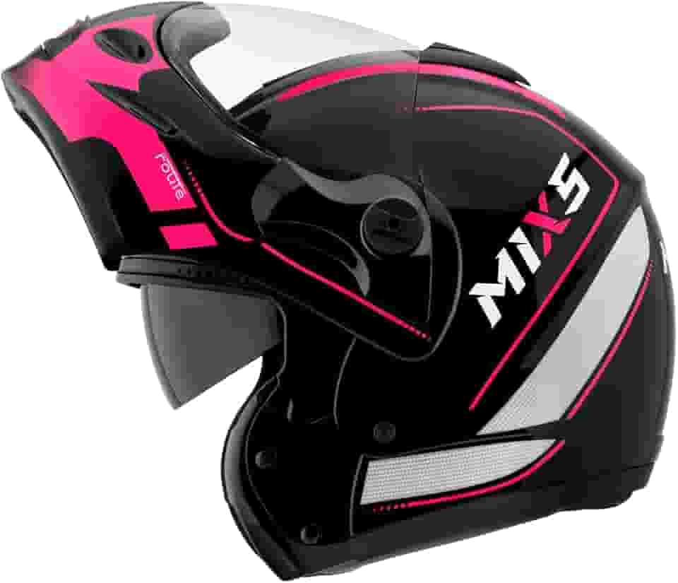 Capacete de Moto Mixs MX Captiva Route Brilhante Com Viseira Interna Solar Óculos de Sol Articulado Escamoteável Robocop Cinza Com Cinza