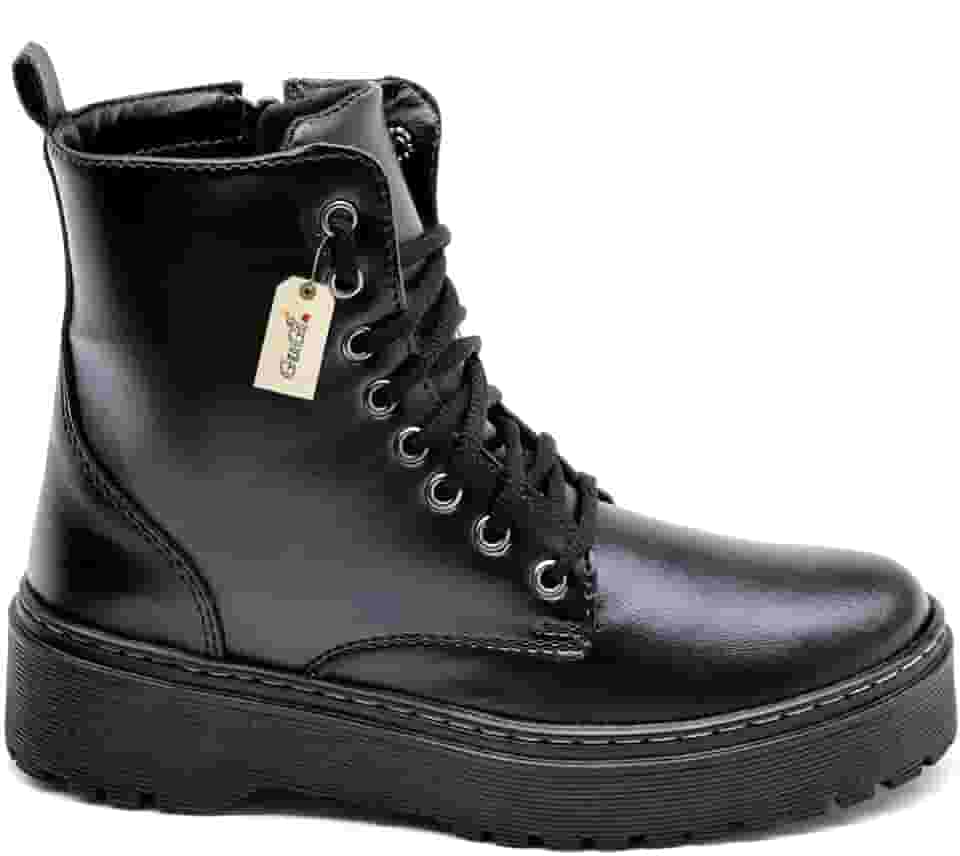Bota Coturno Militar Feminino Blogueira Cano Alto Com Cadarço Sola de Borracha Antiderrapante 202-GG